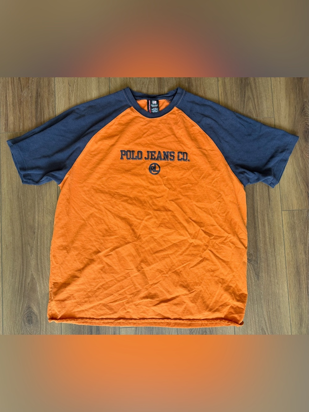 Vintage Polo Jeans Co Ralph Lauren T-Shirt Blue American Logo Made in USA XL